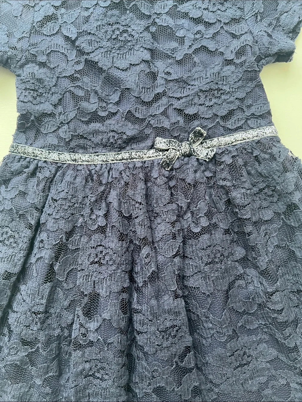 Carter's Navy Lace Party Dress with Silver Sparkle Belt